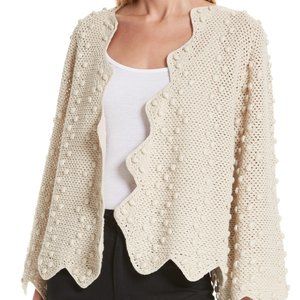 THE GREAT Beige Zig Zag Bobble Cardigan Sweater